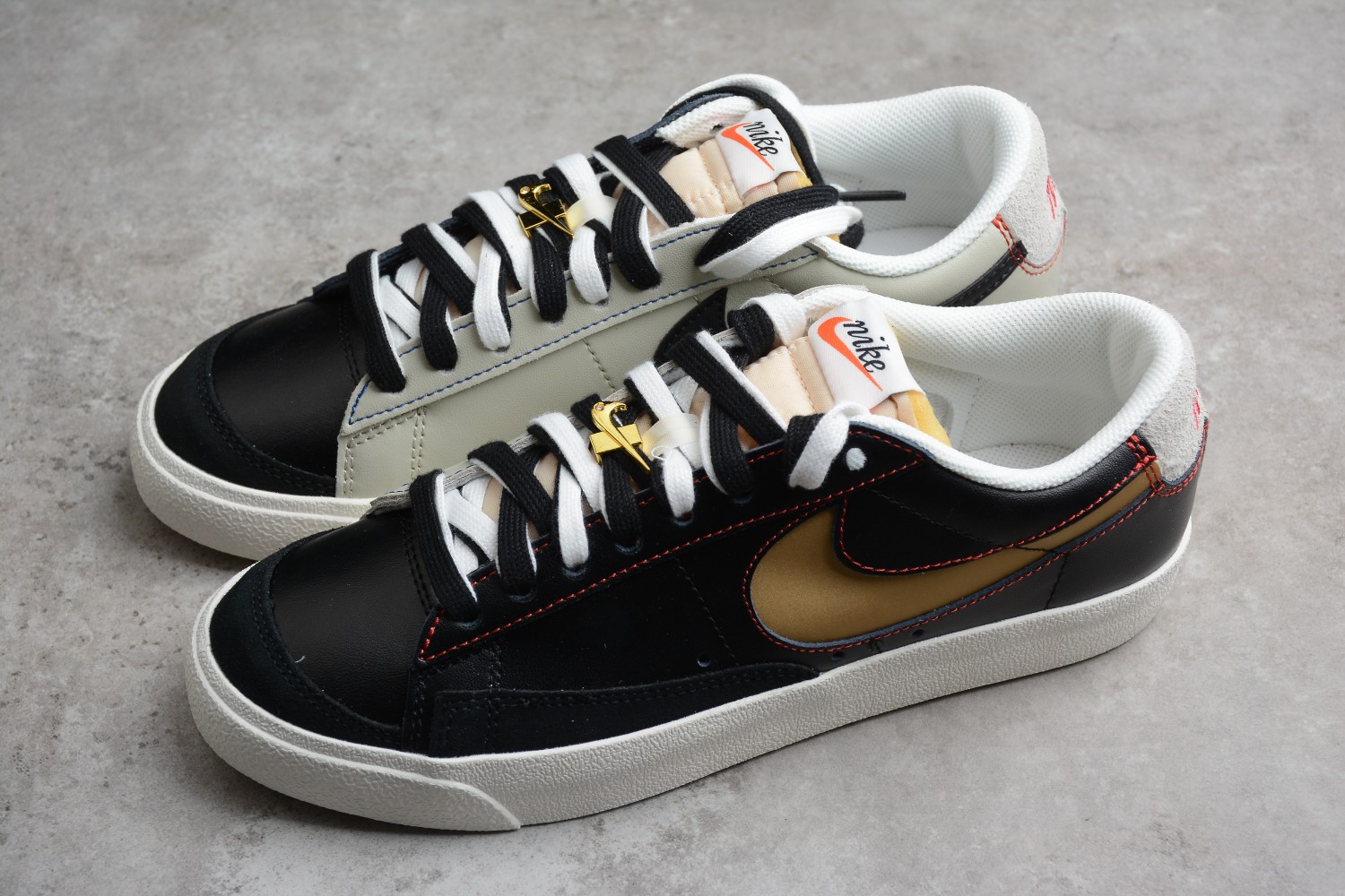 Nike Blazer Low 77 PRM Black Deep Royal Blue Shoes  DG4370-001