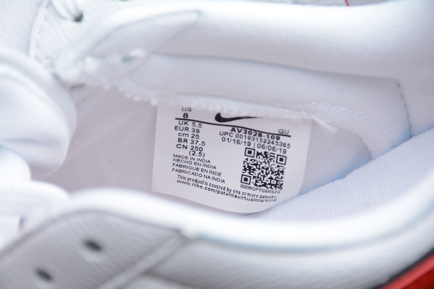 Nike Blazer Low QS HH Sail Habanero Red AV3028-109