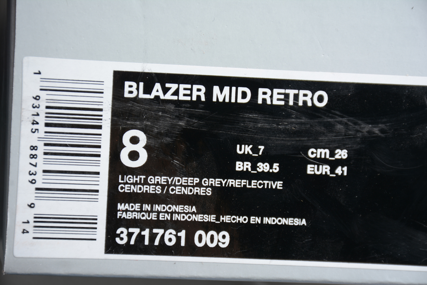 Nike Blazer Mid Retro Light Grey Deep Grey Reflective 371761-009