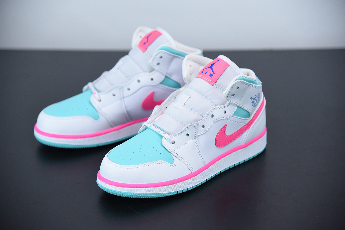 Jordan 1 Mid White Pink Green Soar (GS) 555112-102