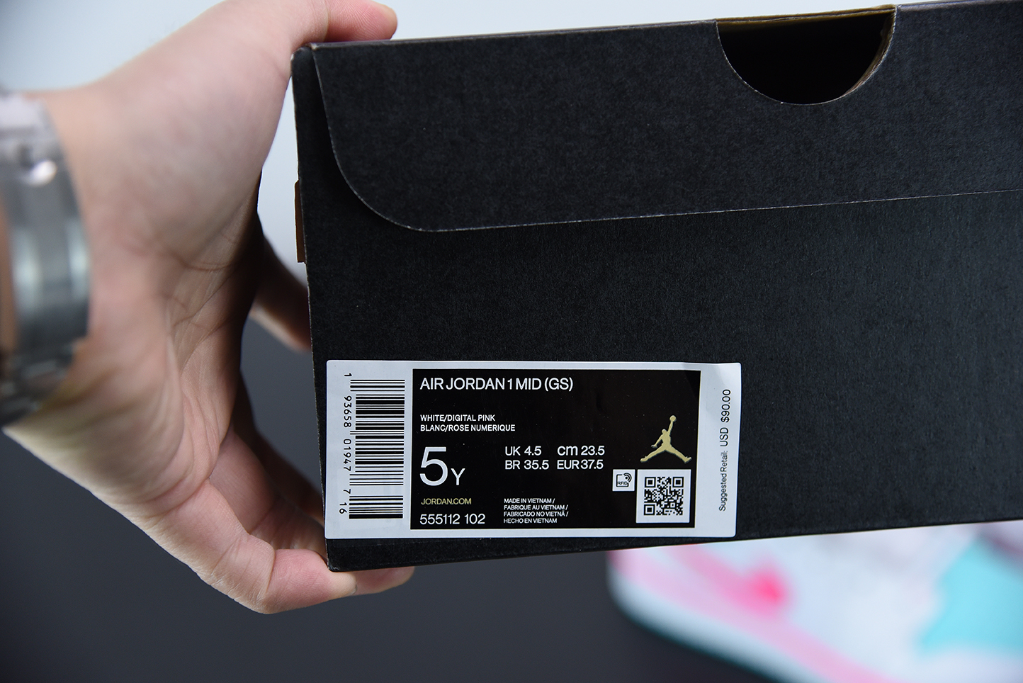 Jordan 1 Mid White Pink Green Soar (GS) 555112-102