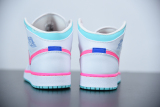 Jordan 1 Mid White Pink Green Soar (GS) 555112-102