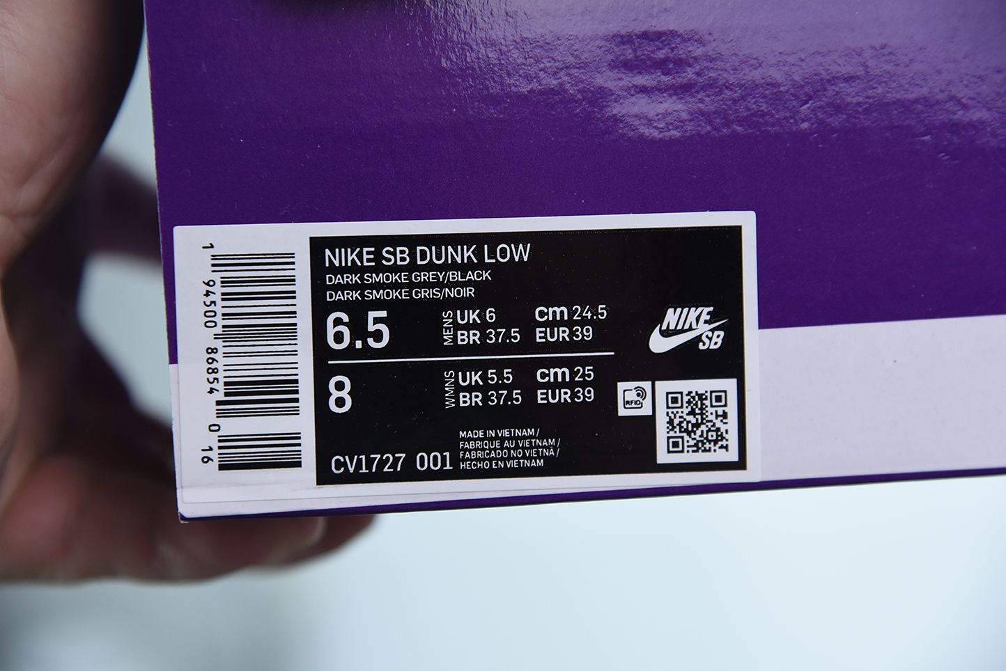 Nike SB Dunk Low Black White Running Shoes CV1727-001