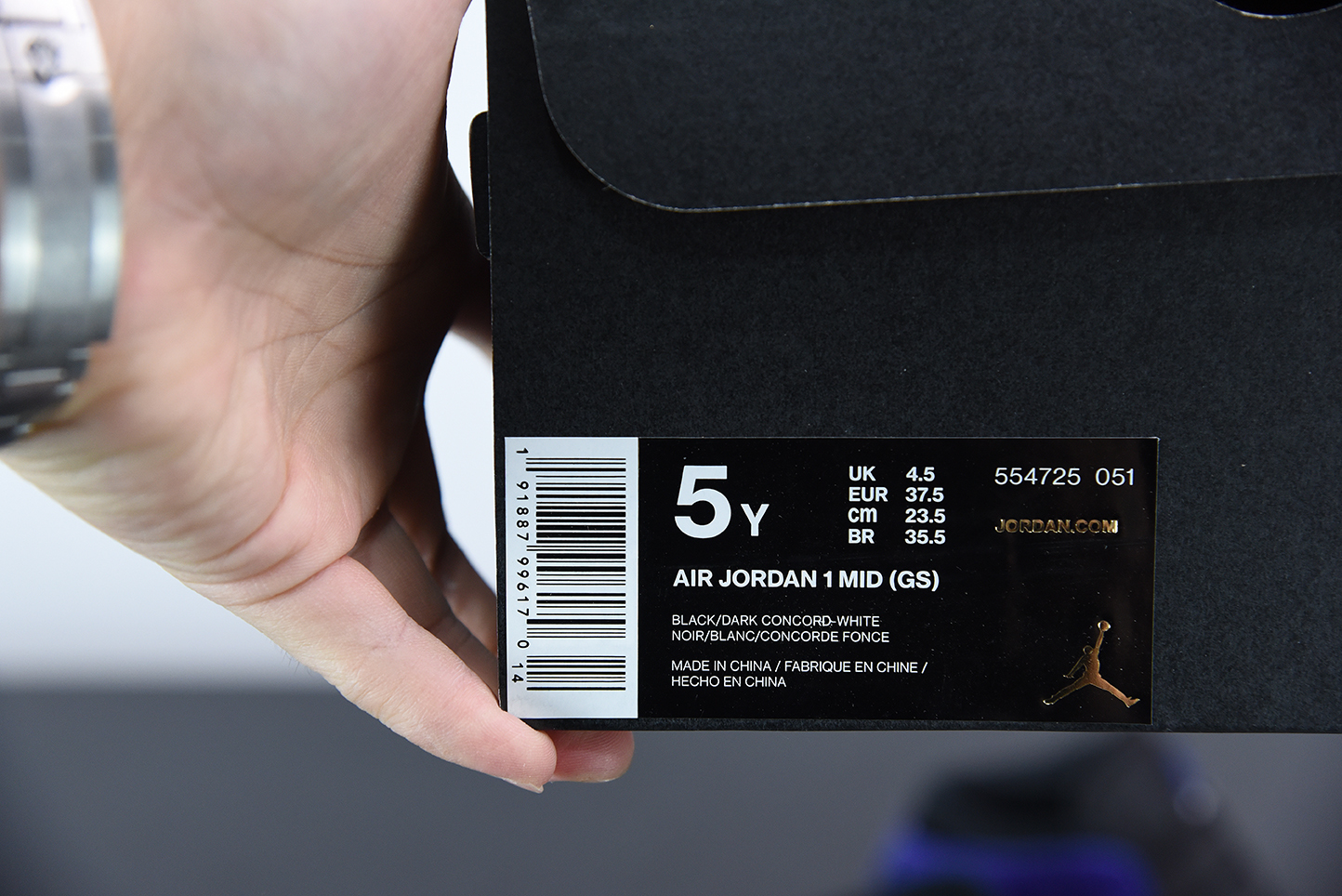 Jordan 1 Mid Black Dark Concord (GS) 554725-051