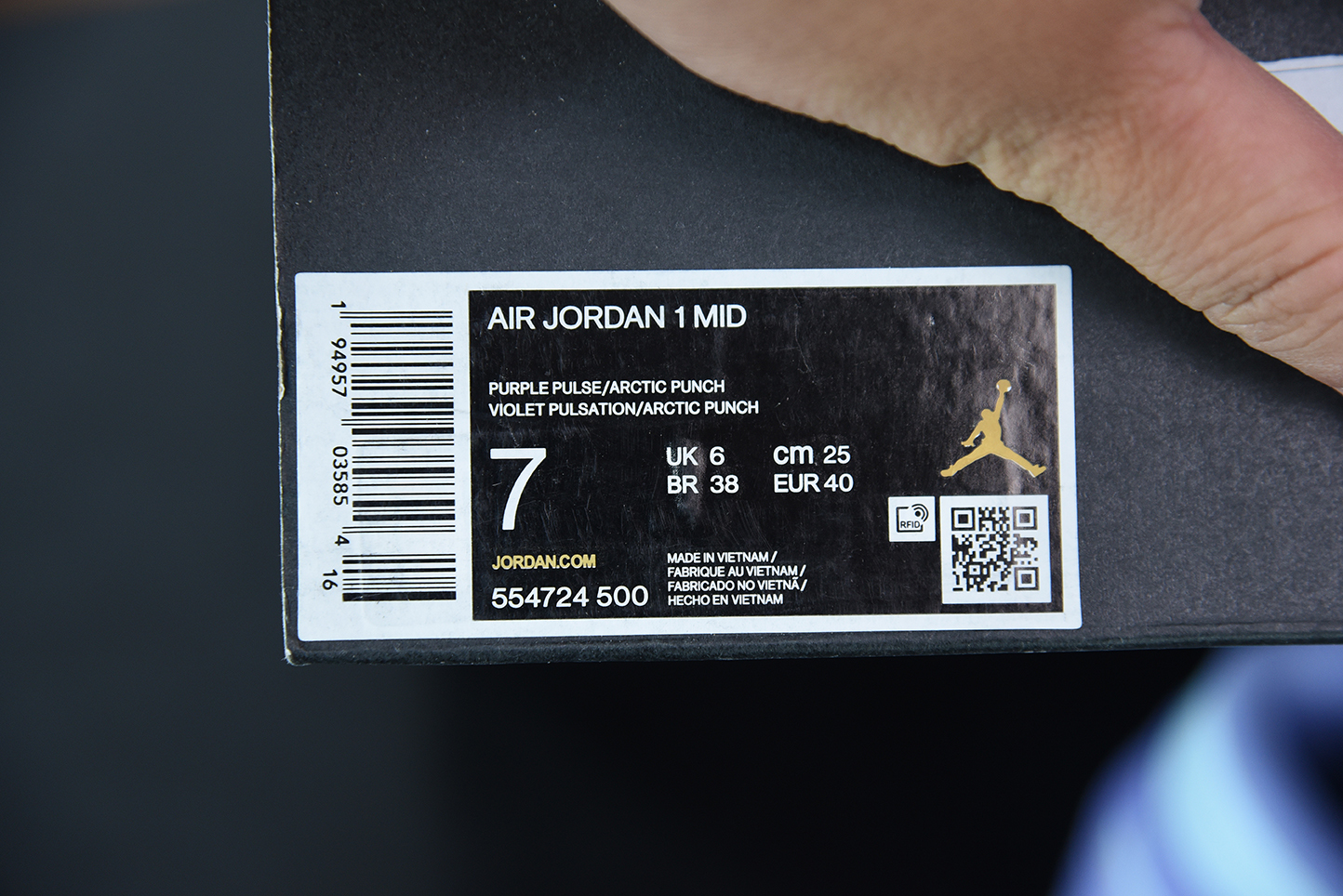 Jordan 1 Mid Purple Aqua (GS)  554725-500