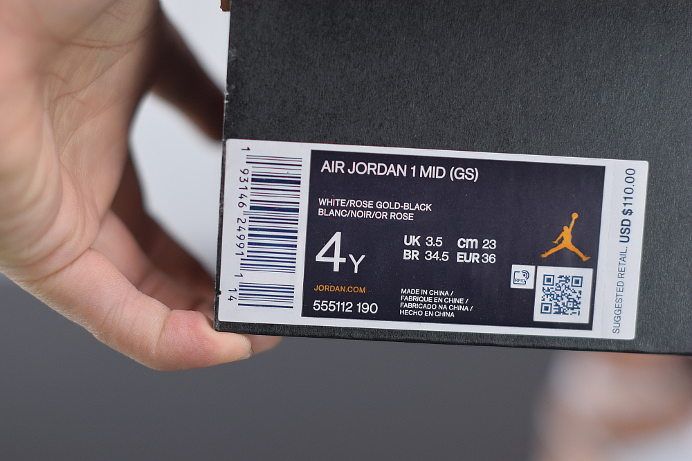 Jordan 1 Mid White Rose Gold (GS) 555112-190