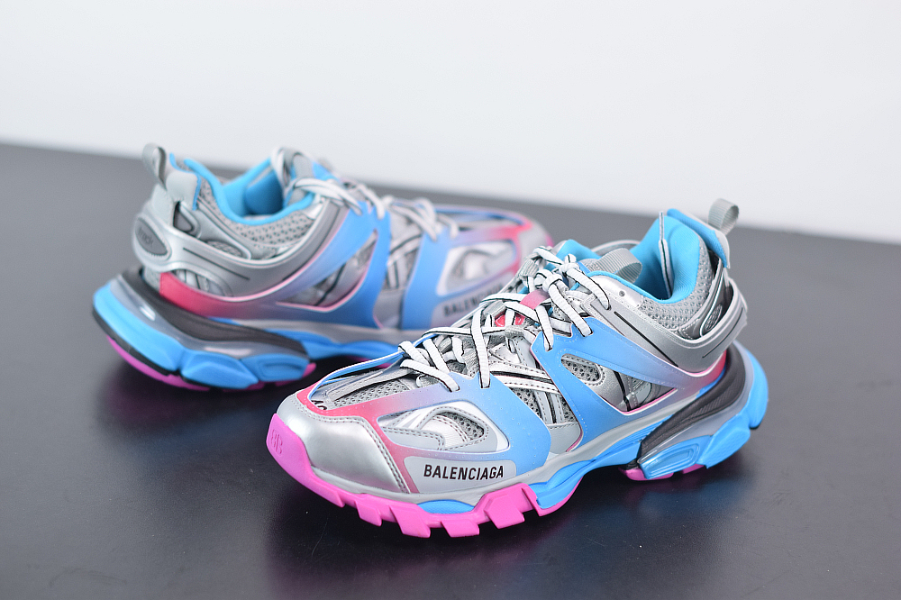 Bal**ci*ga Track Sneaker Blue Pink Silver 542023W1GC14051