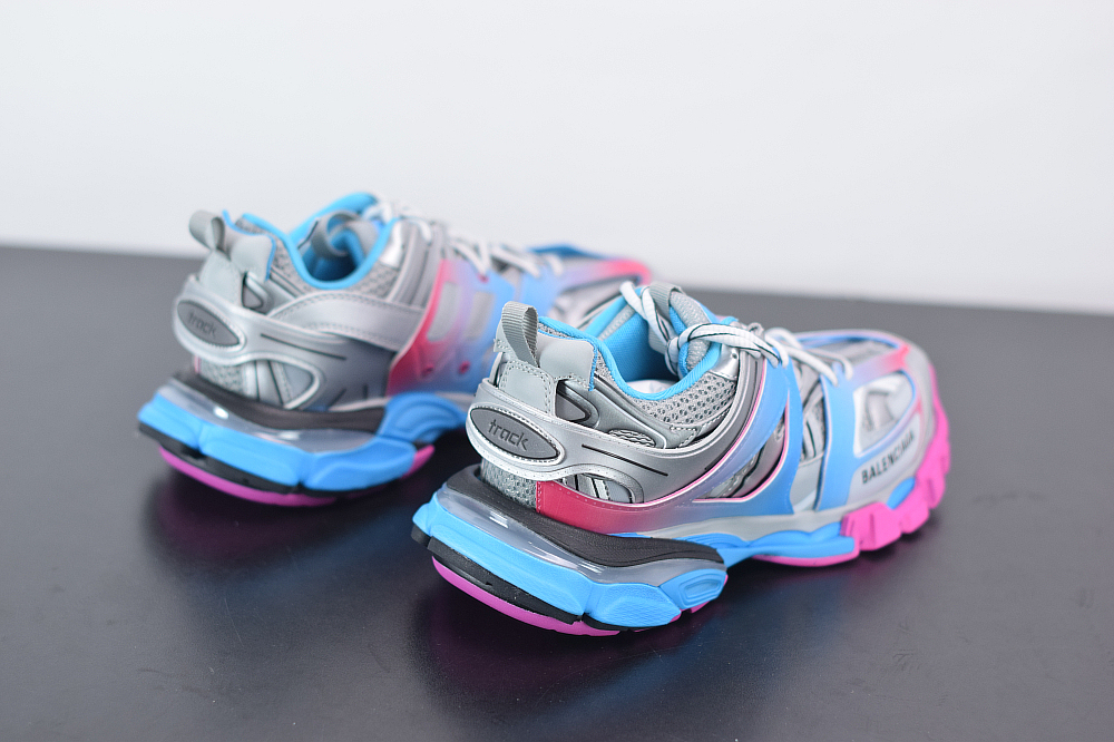 Bal**ci*ga Track Sneaker Blue Pink Silver 542023W1GC14051