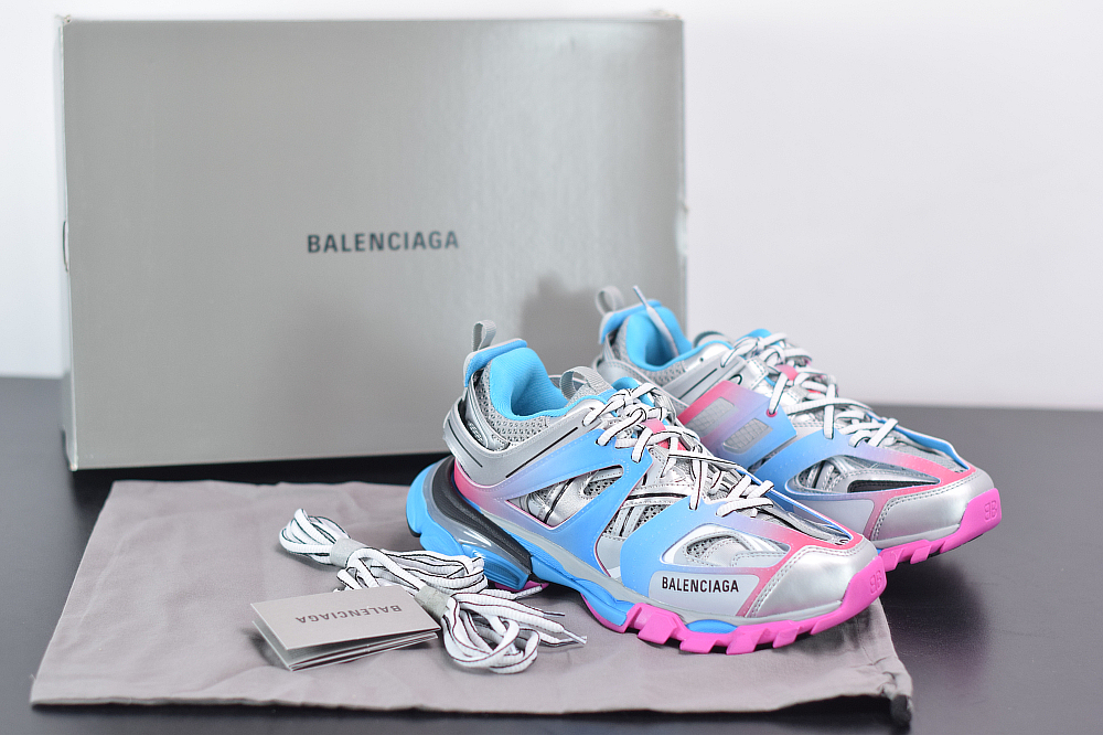 Bal**ci*ga Track Sneaker Blue Pink Silver 542023W1GC14051