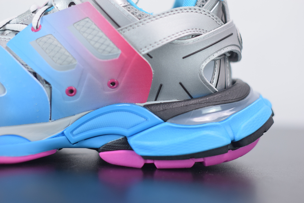 Bal**ci*ga Track Sneaker Blue Pink Silver 542023W1GC14051