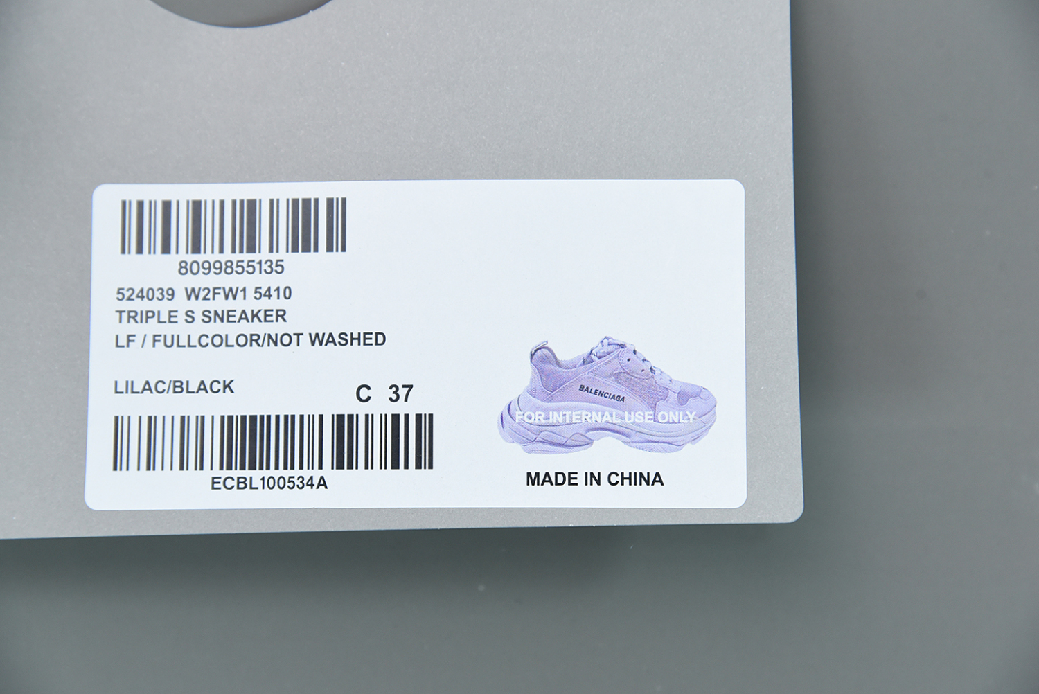 Bal**ci*ga Triple S Clear Sold Purple  524039 W73B0 9590