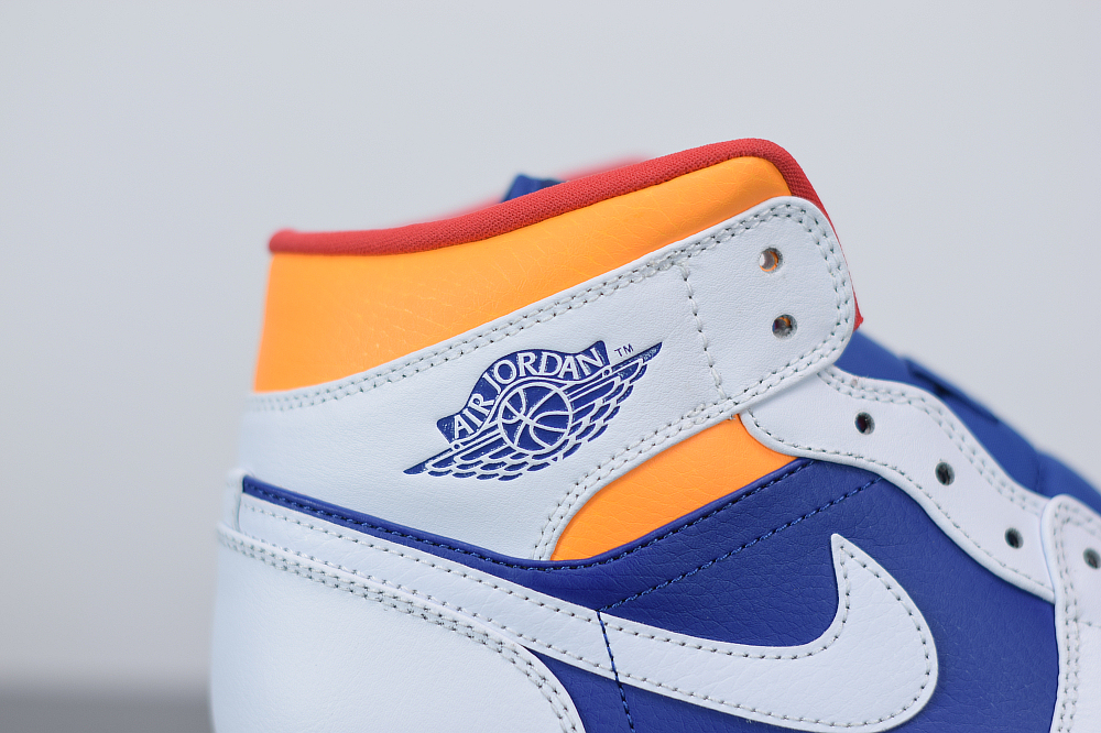 Jordan 1 Mid White Laser Orange Deep Royal Blue (GS) 554725-131