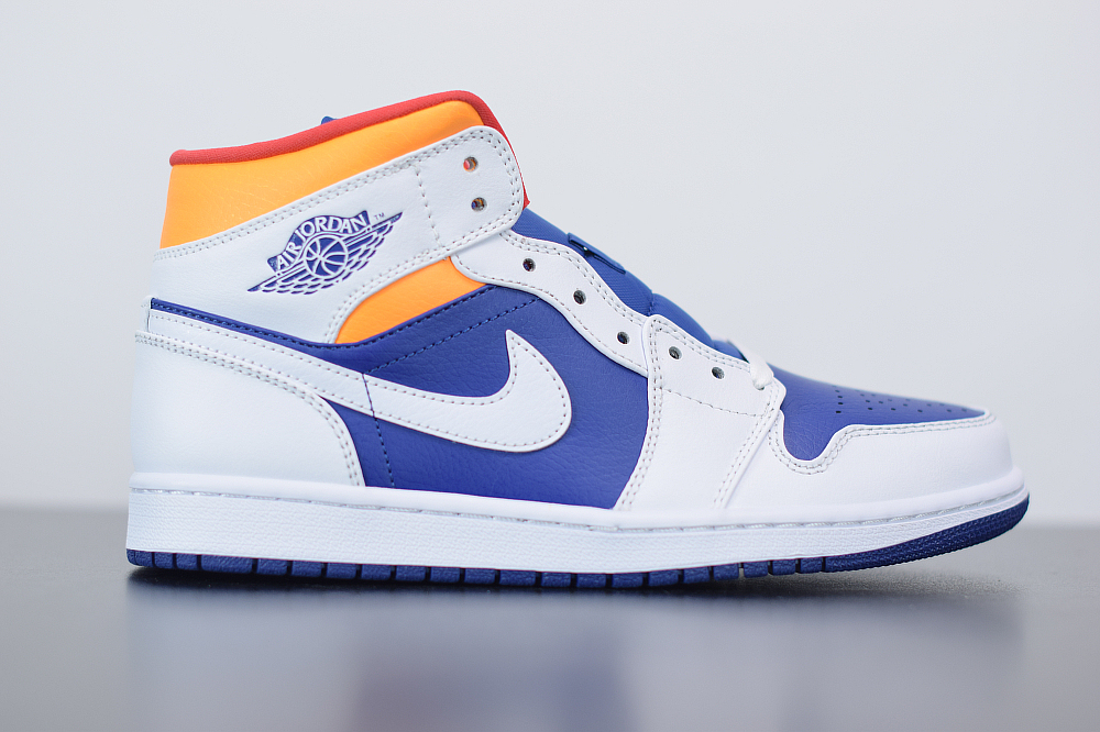 Jordan 1 Mid White Laser Orange Deep Royal Blue (GS) 554725-131