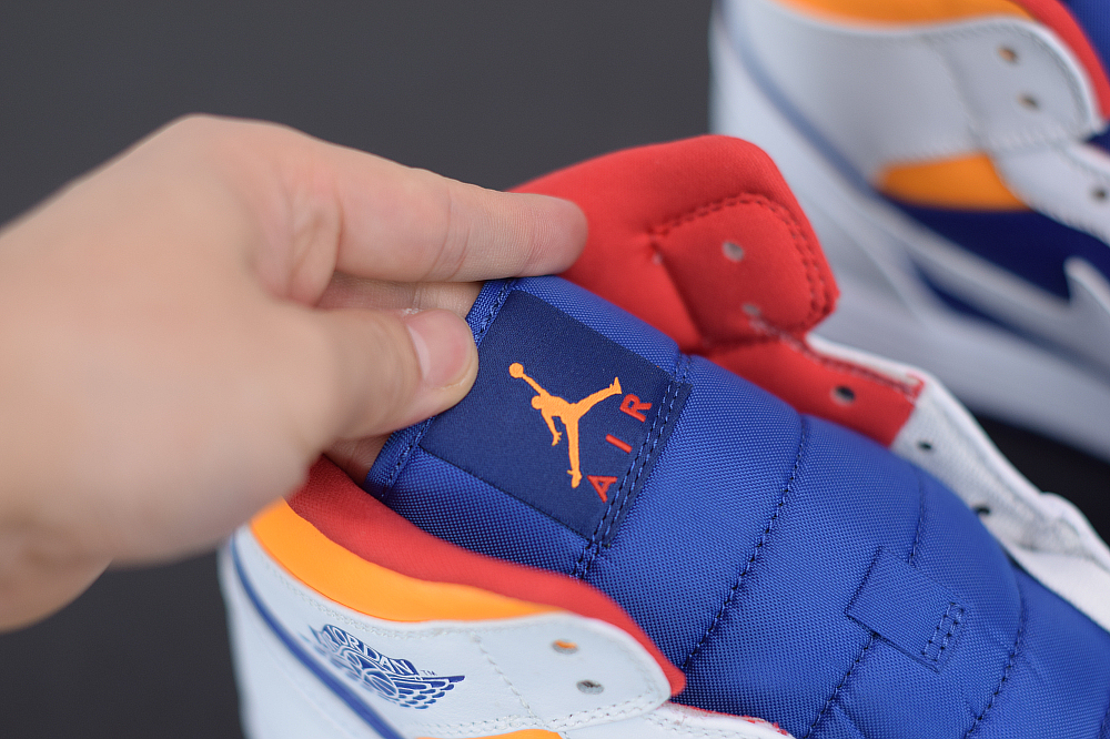 Jordan 1 Mid White Laser Orange Deep Royal Blue (GS) 554725-131