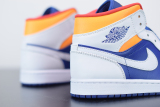 Jordan 1 Mid White Laser Orange Deep Royal Blue (GS) 554725-131