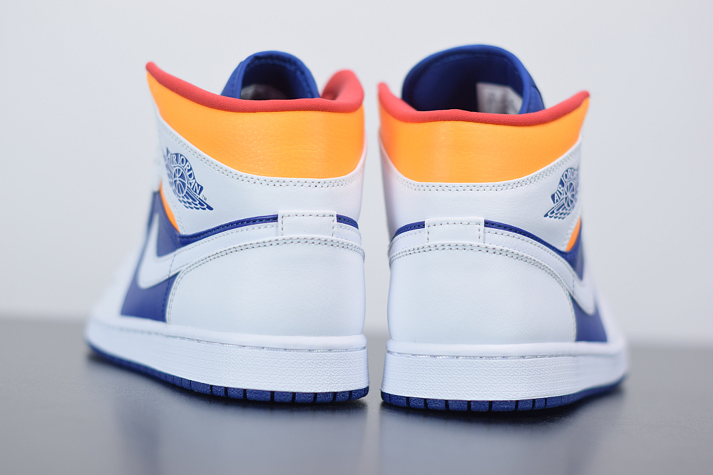 Jordan 1 Mid White Laser Orange Deep Royal Blue (GS) 554725-131