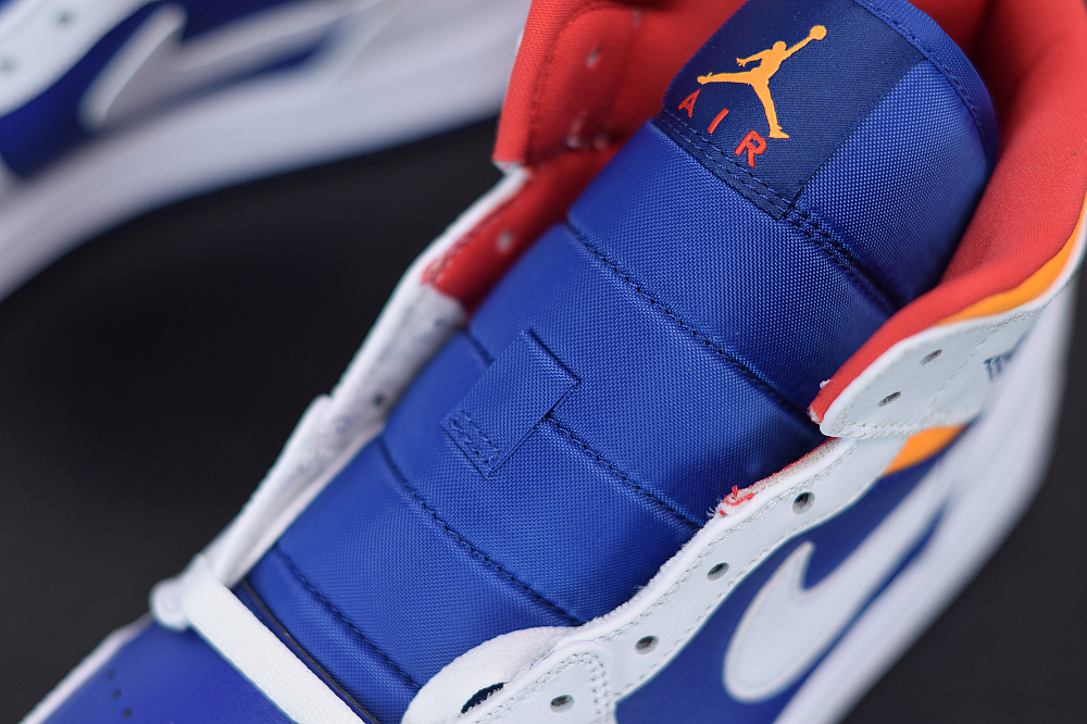Jordan 1 Mid White Laser Orange Deep Royal Blue (GS) 554725-131