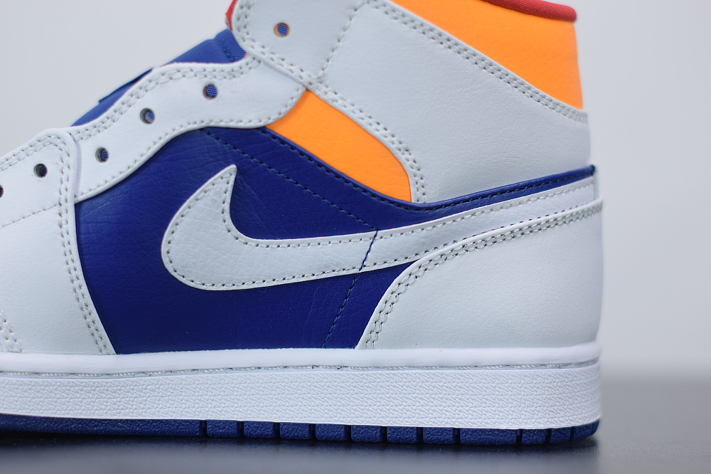 Jordan 1 Mid White Laser Orange Deep Royal Blue (GS) 554725-131