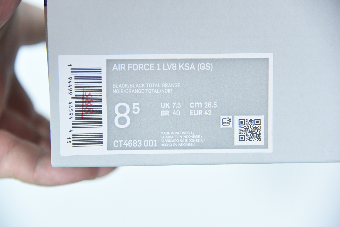 Nike Air Force 1 Low LV8 KSA Worldwide Pack Black Total Orange (GS) CT4683-001