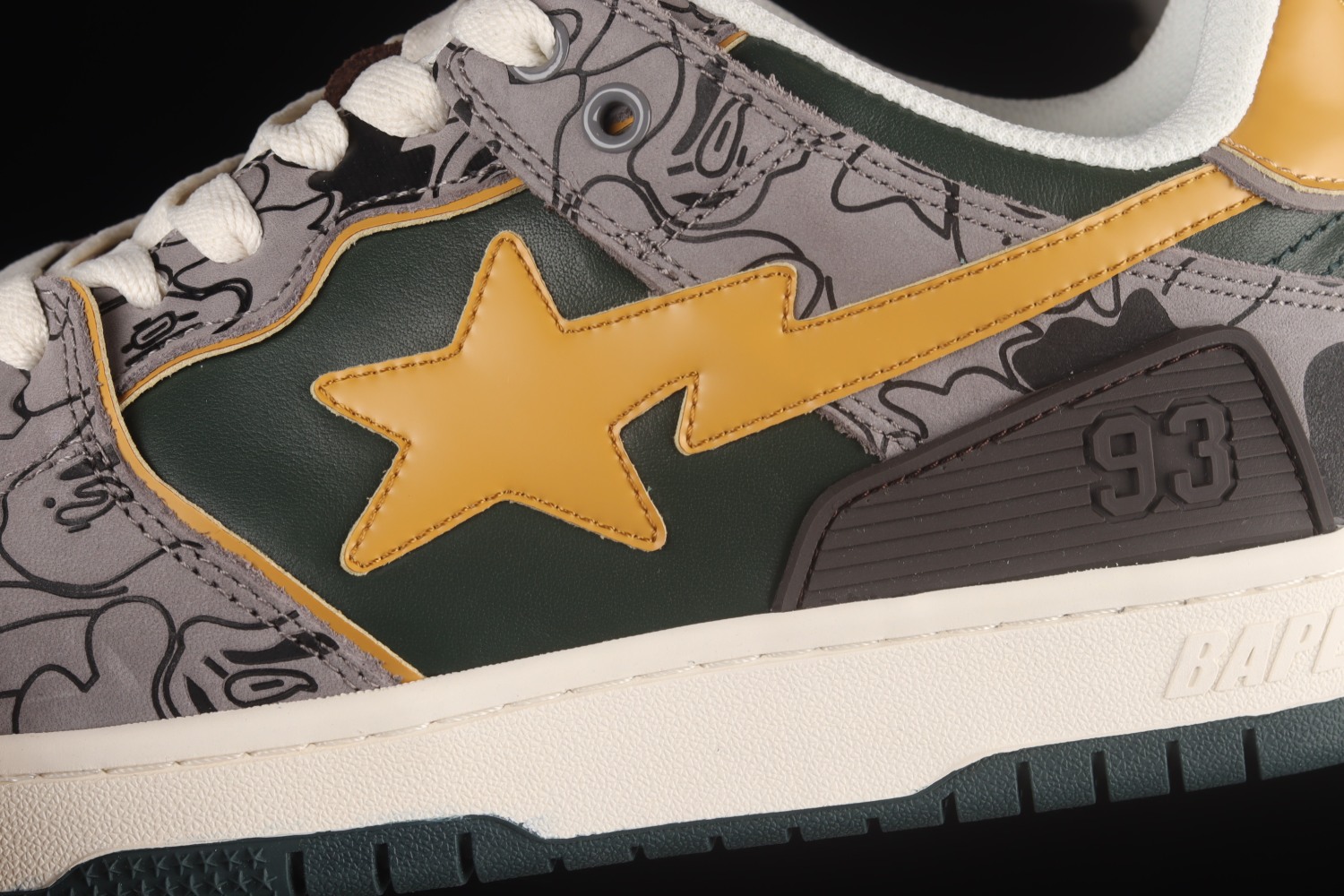 A Bathing Ape Bape SK8 Sta Grey Mustard Yellow 1G70191035