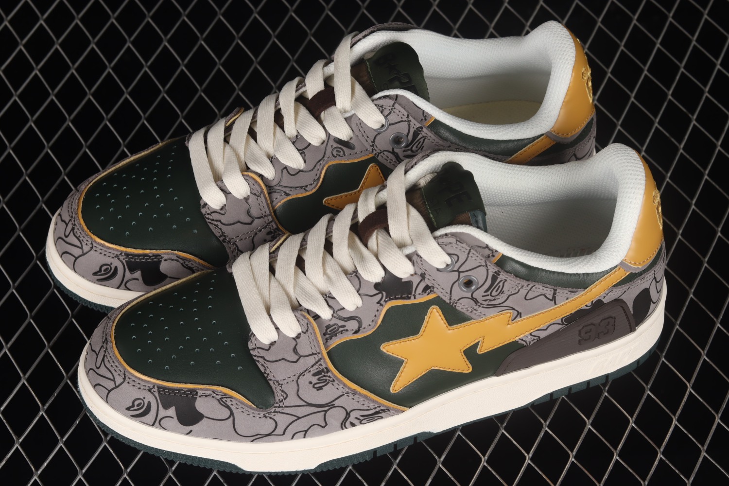 A Bathing Ape Bape SK8 Sta Grey Mustard Yellow 1G70191035