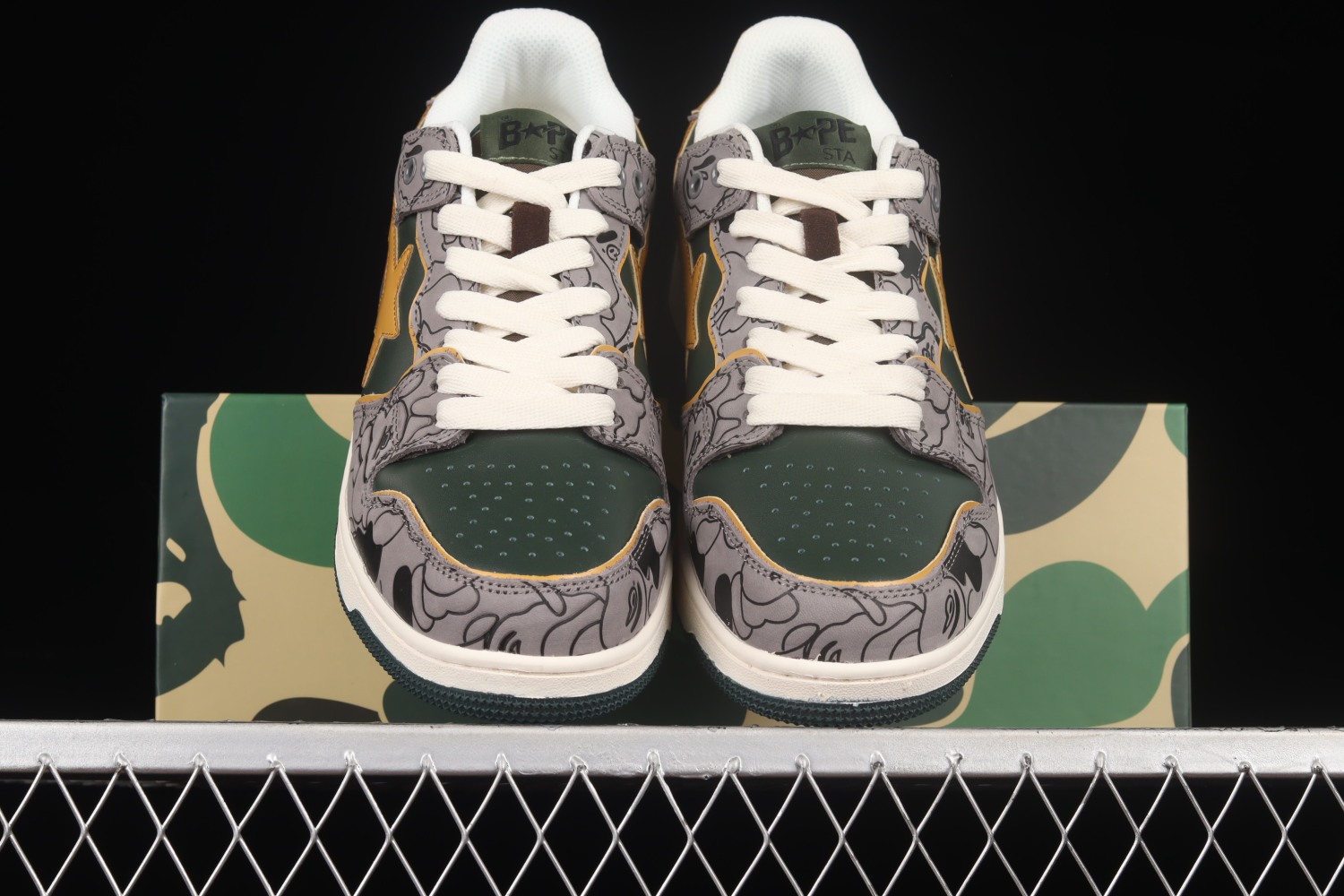 A Bathing Ape Bape SK8 Sta Grey Mustard Yellow 1G70191035