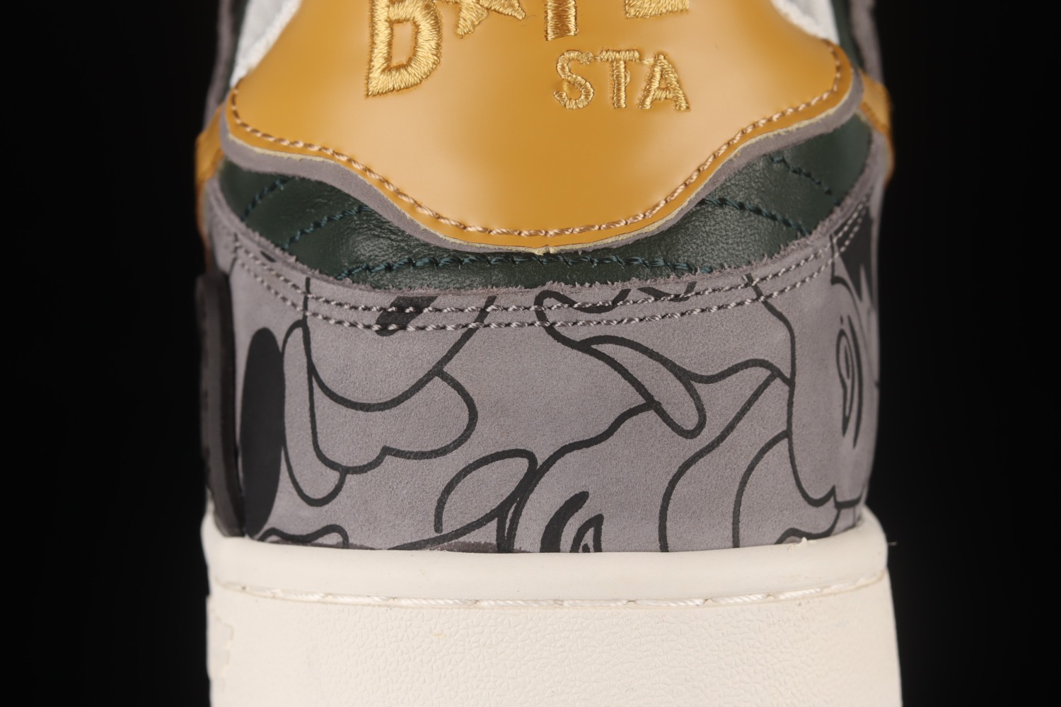 A Bathing Ape Bape SK8 Sta Grey Mustard Yellow 1G70191035