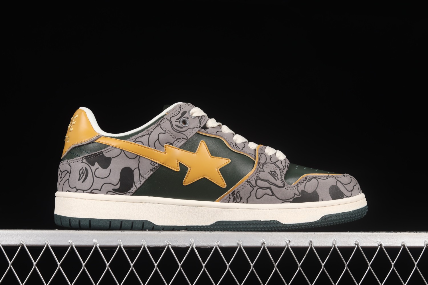 A Bathing Ape Bape SK8 Sta Grey Mustard Yellow 1G70191035