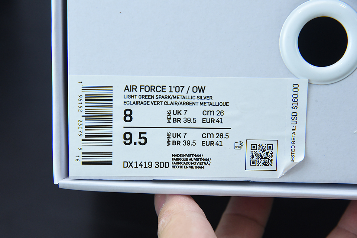 Nike Air Force 1 Low Off-White Light Green Spark DX1419-300