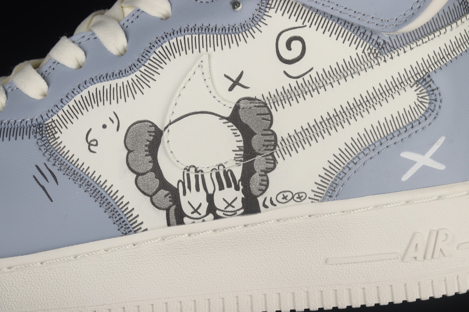 Kaws x Nike Air Force 1 Mid Grey White Blue Sneaker CW2308-211