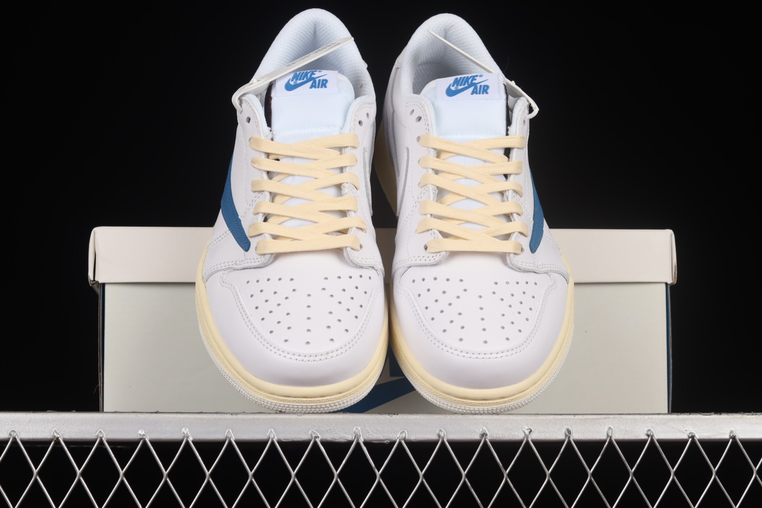 Travis Scott x Fragment x Nike Air Jordan 1 Low Cream White Blue CQ3277-100