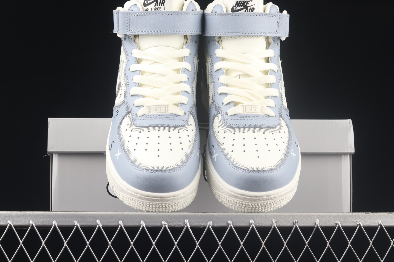 Kaws x Nike Air Force 1 Mid Grey White Blue Sneaker CW2308-211
