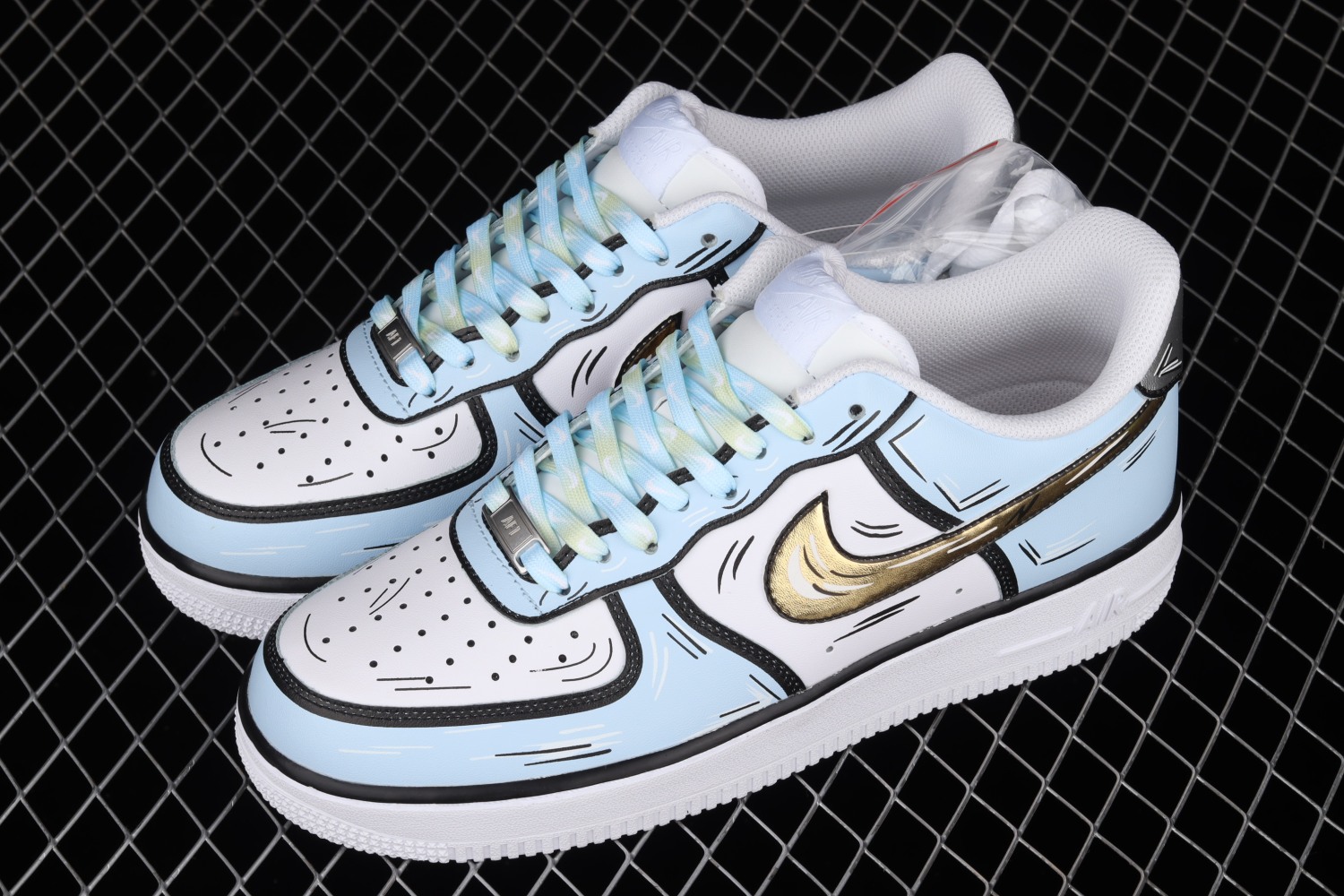 Nike Air Force 1 07 Low White Blue Metallic Gold CW2288-212