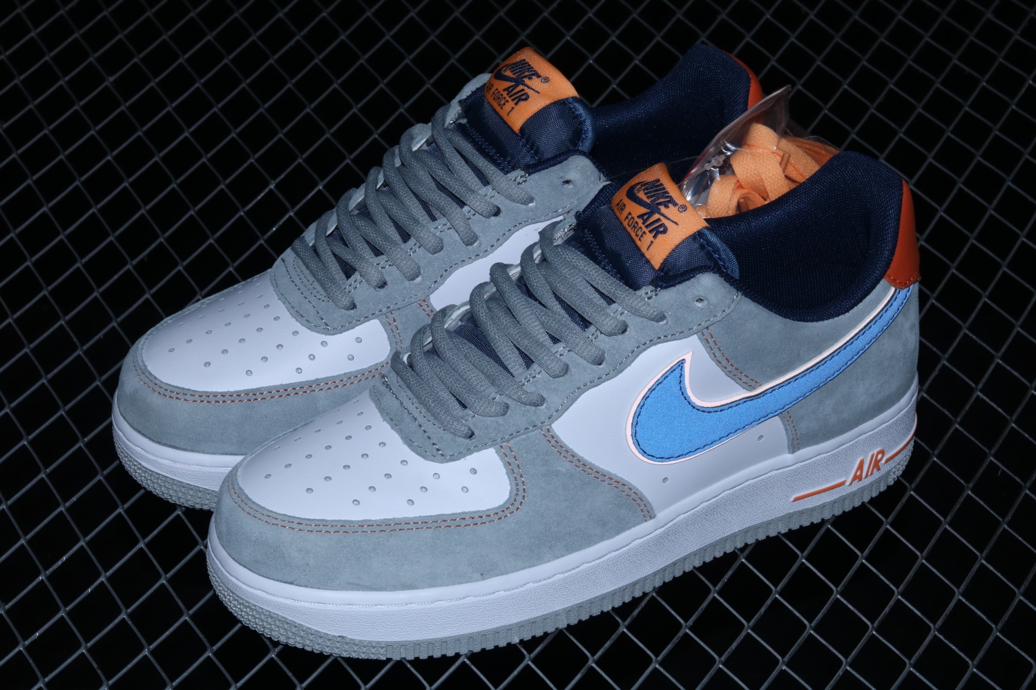 Nike Air Force 1 Cool Grey/White-Navy Blue-Orange CQ5059-103