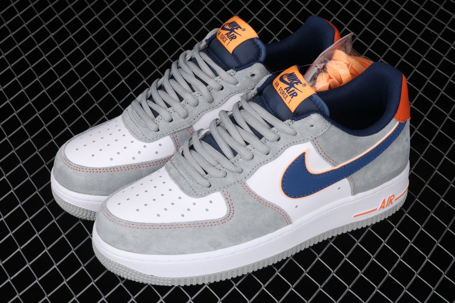 Nike Air Force 1 Cool Grey/White-Navy Blue-Orange CQ5059-103