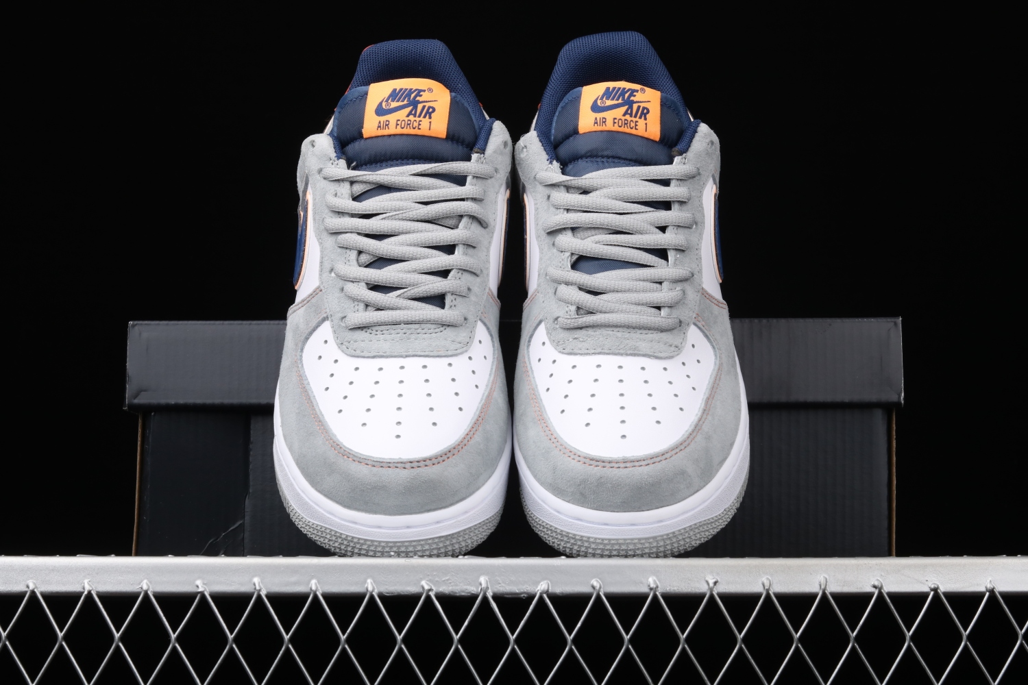 Nike Air Force 1 Cool Grey/White-Navy Blue-Orange CQ5059-103