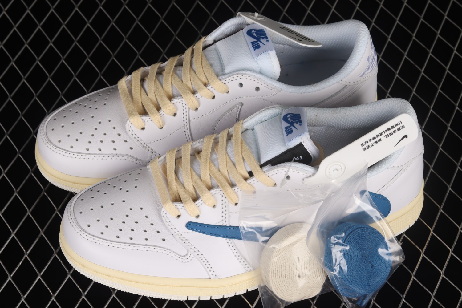 Travis Scott x Fragment x Nike Air Jordan 1 Low Cream White Blue CQ3277-100