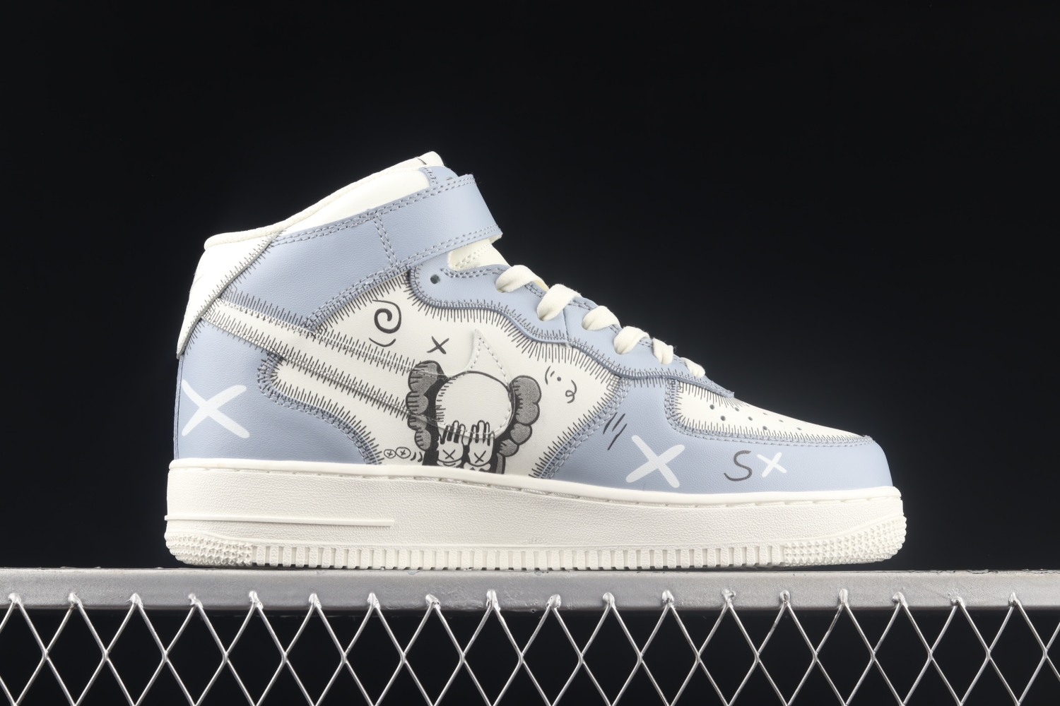 Kaws x Nike Air Force 1 Mid Grey White Blue Sneaker CW2308-211