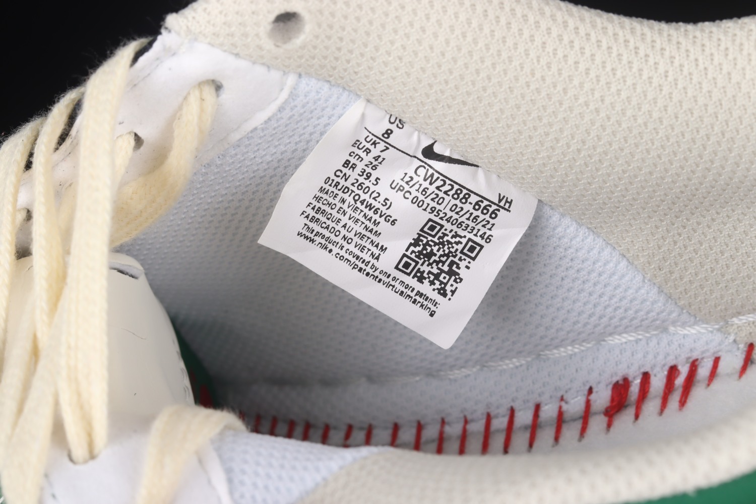 Nike Air Force 1 07 Low Sparrow White Green Solar Red CW2288-666