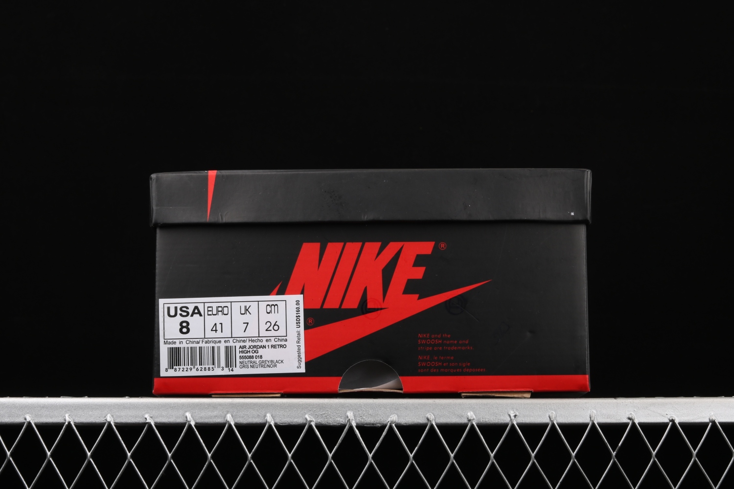 Jordan 1 Retro High Neutral Grey Hyper Crimson 555088-018