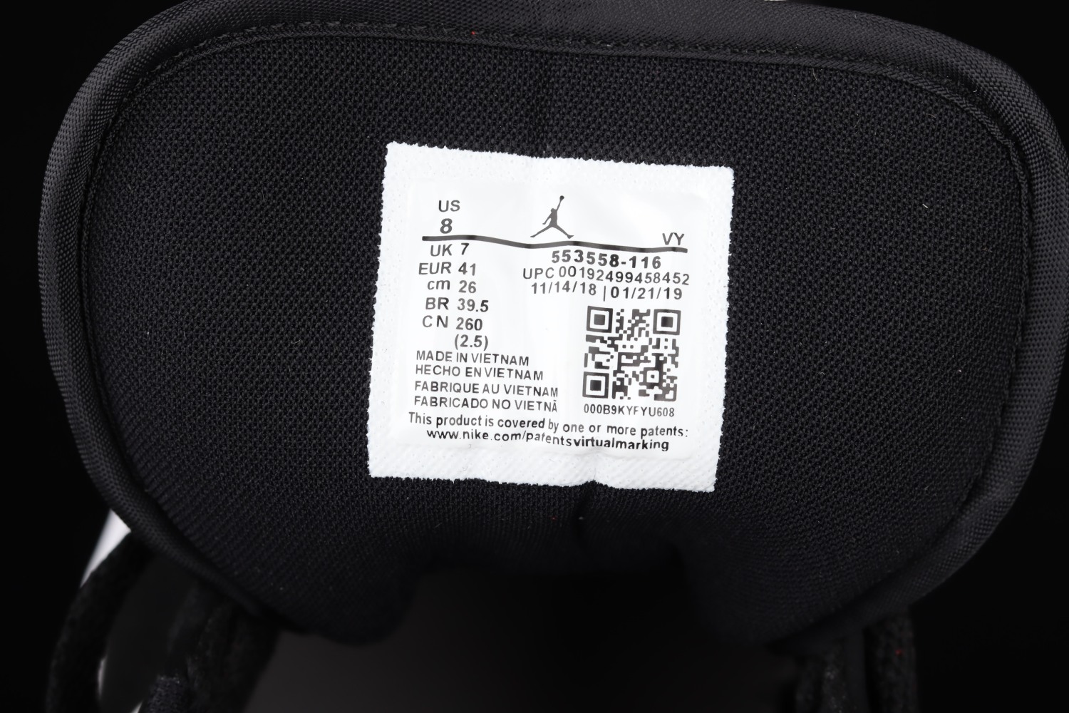 Jordan 1 Low Black Toe 553558-116