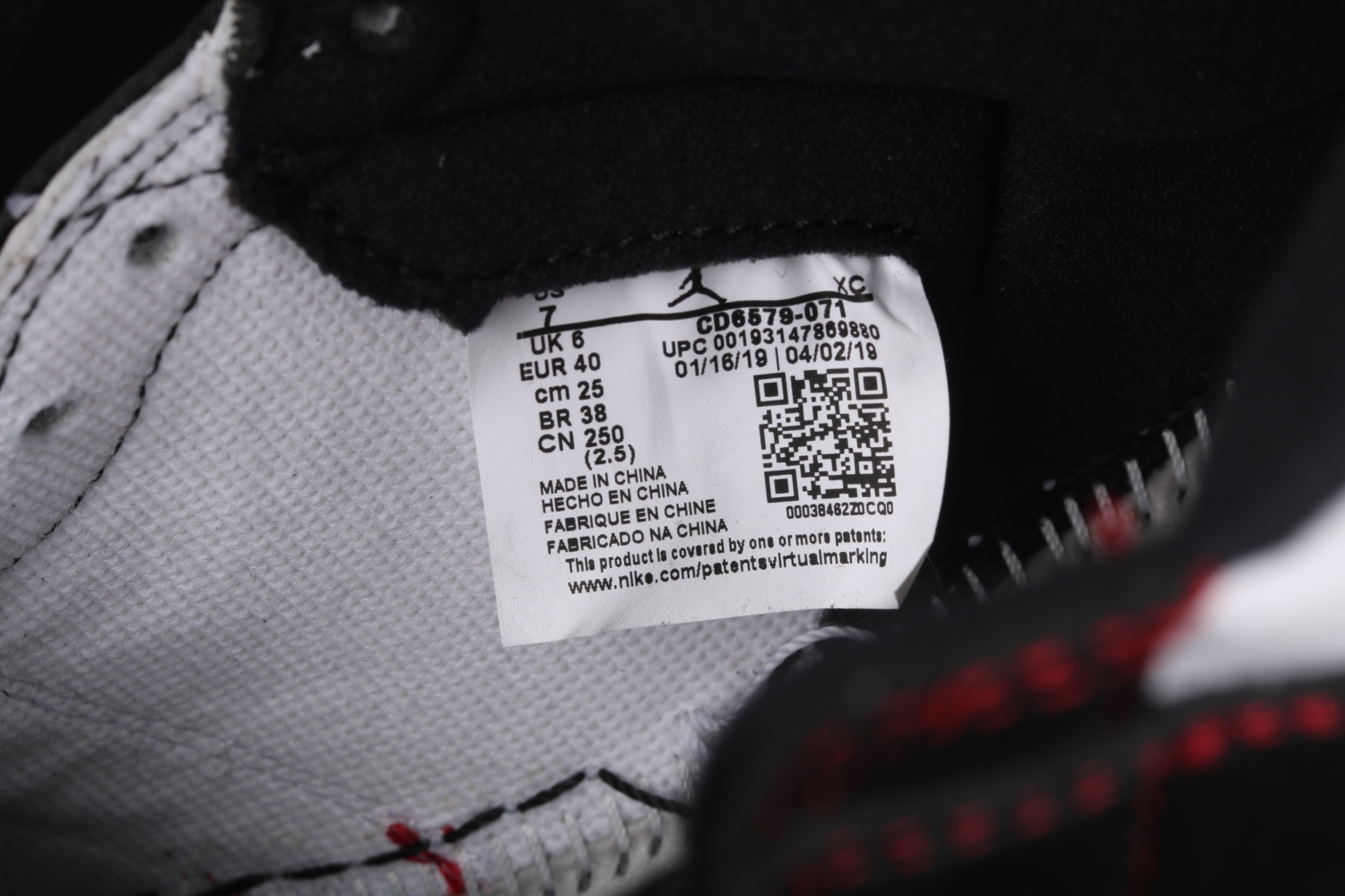 Jordan 1 Retro High Defiant White Black Gym Red CD6579-071