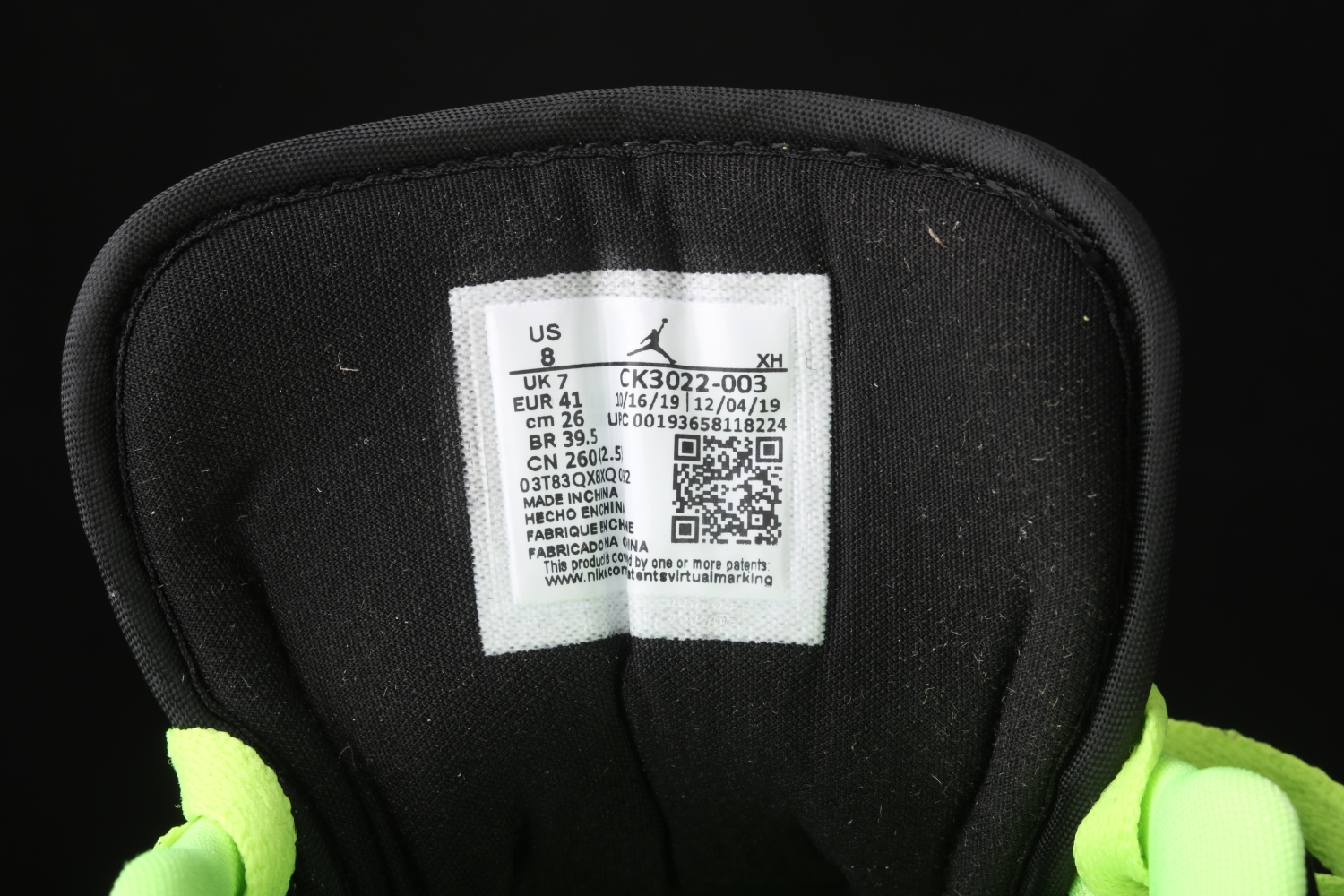 Jordan 1 Low Black Cyber (GS) CK3022-003