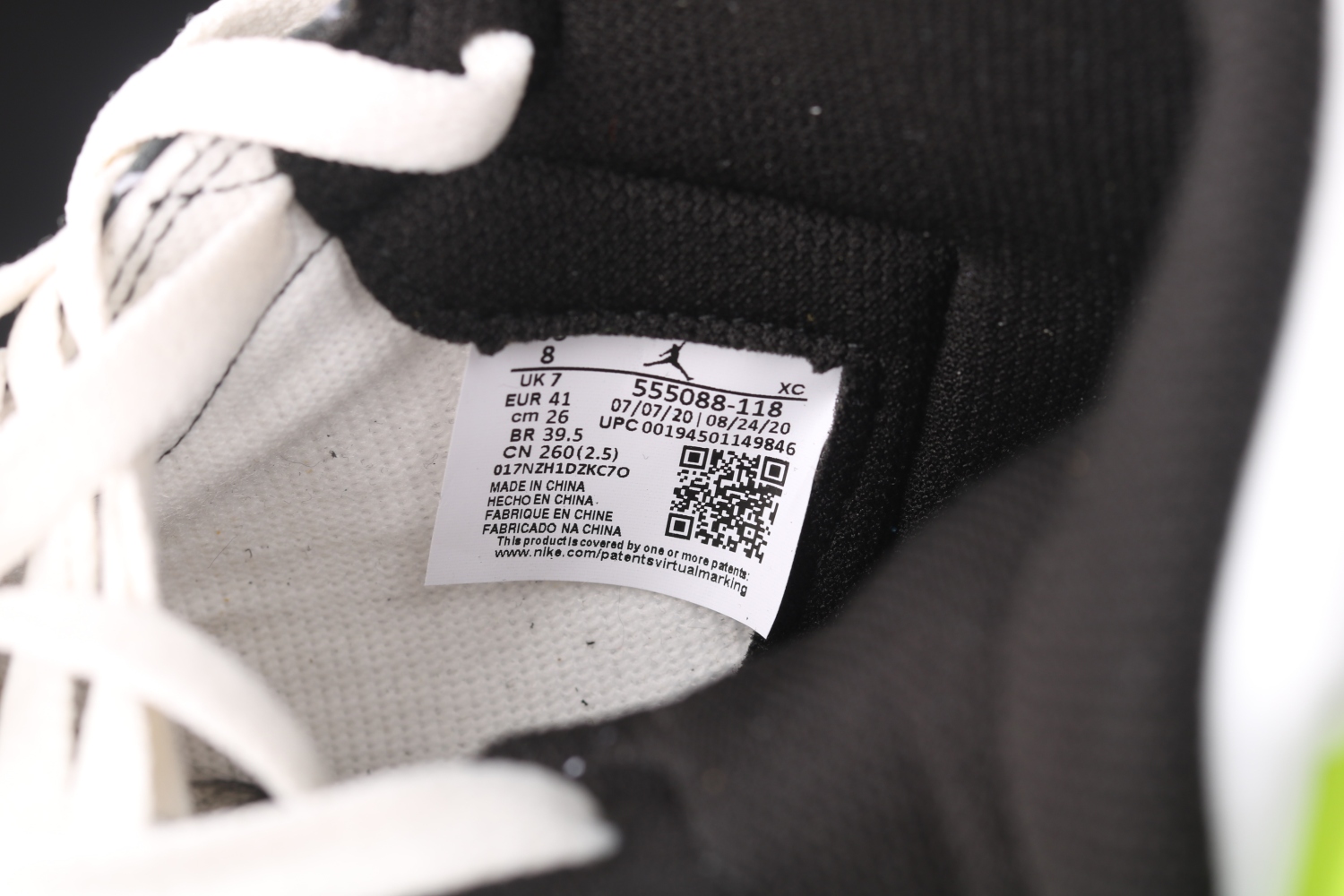 Jordan 1 Retro High White Black Volt University Gold 555088-118