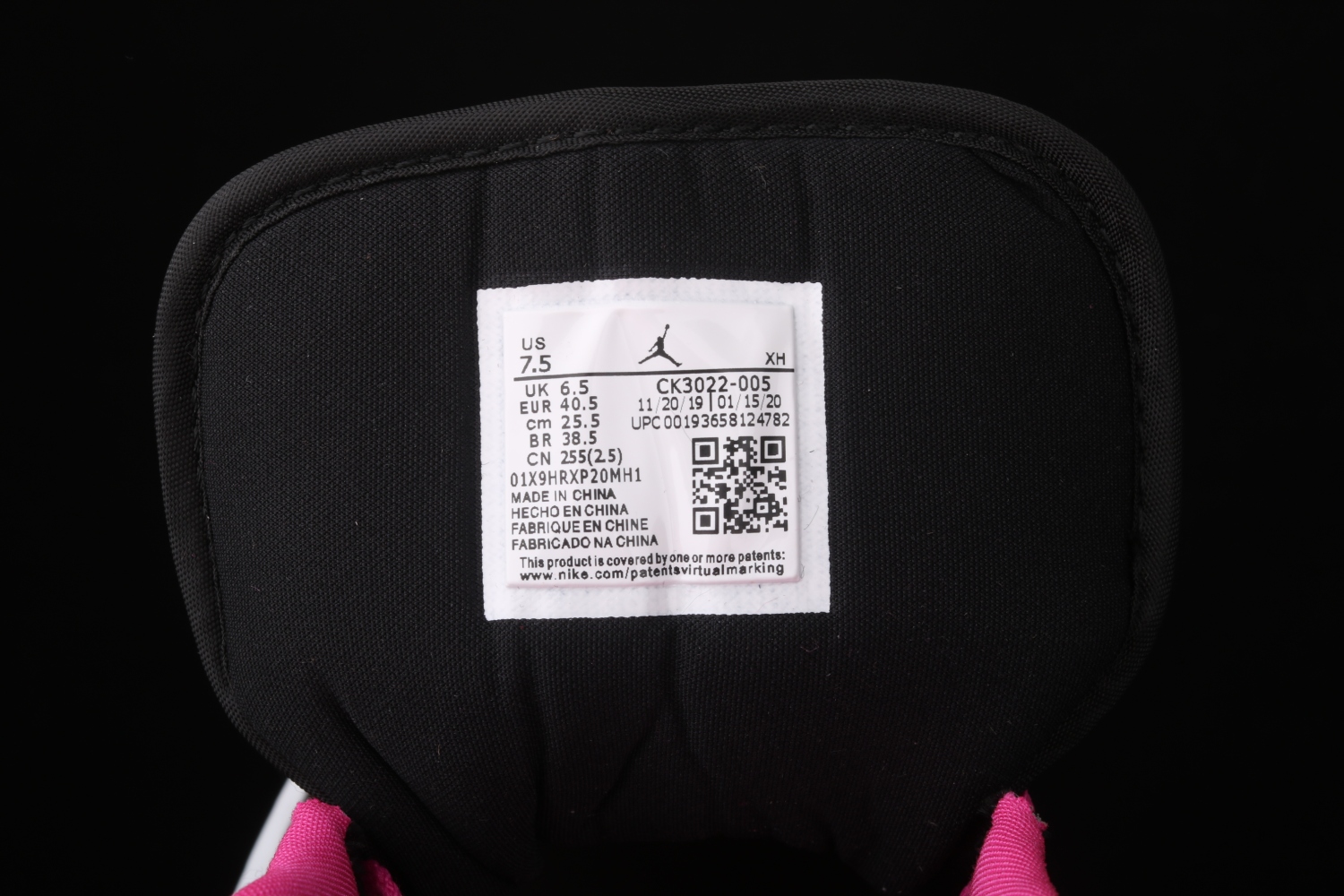 Jordan 1 Low Black Active Fuchsia CK3022-005