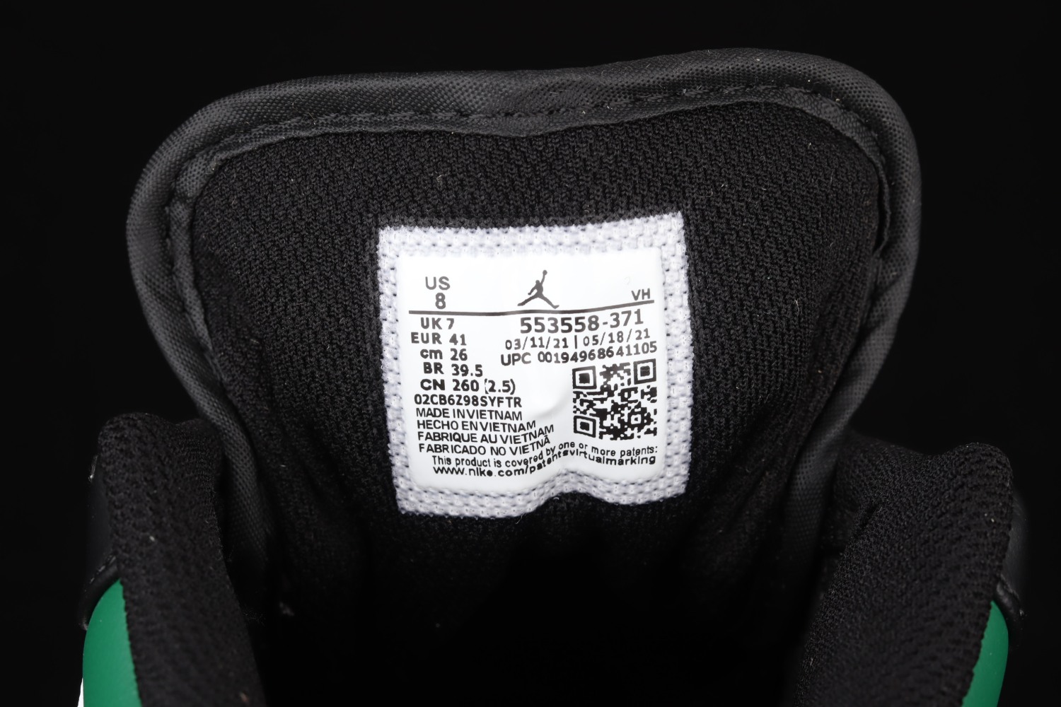 Jordan 1 Low Green Toe (GS) 553558-371