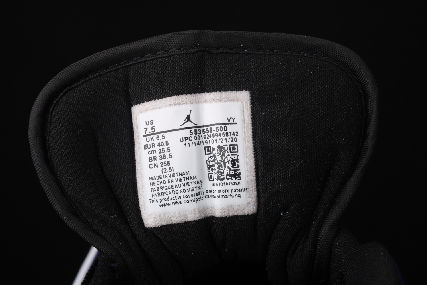 Jordan 1 Low Court Purple White 553558-500