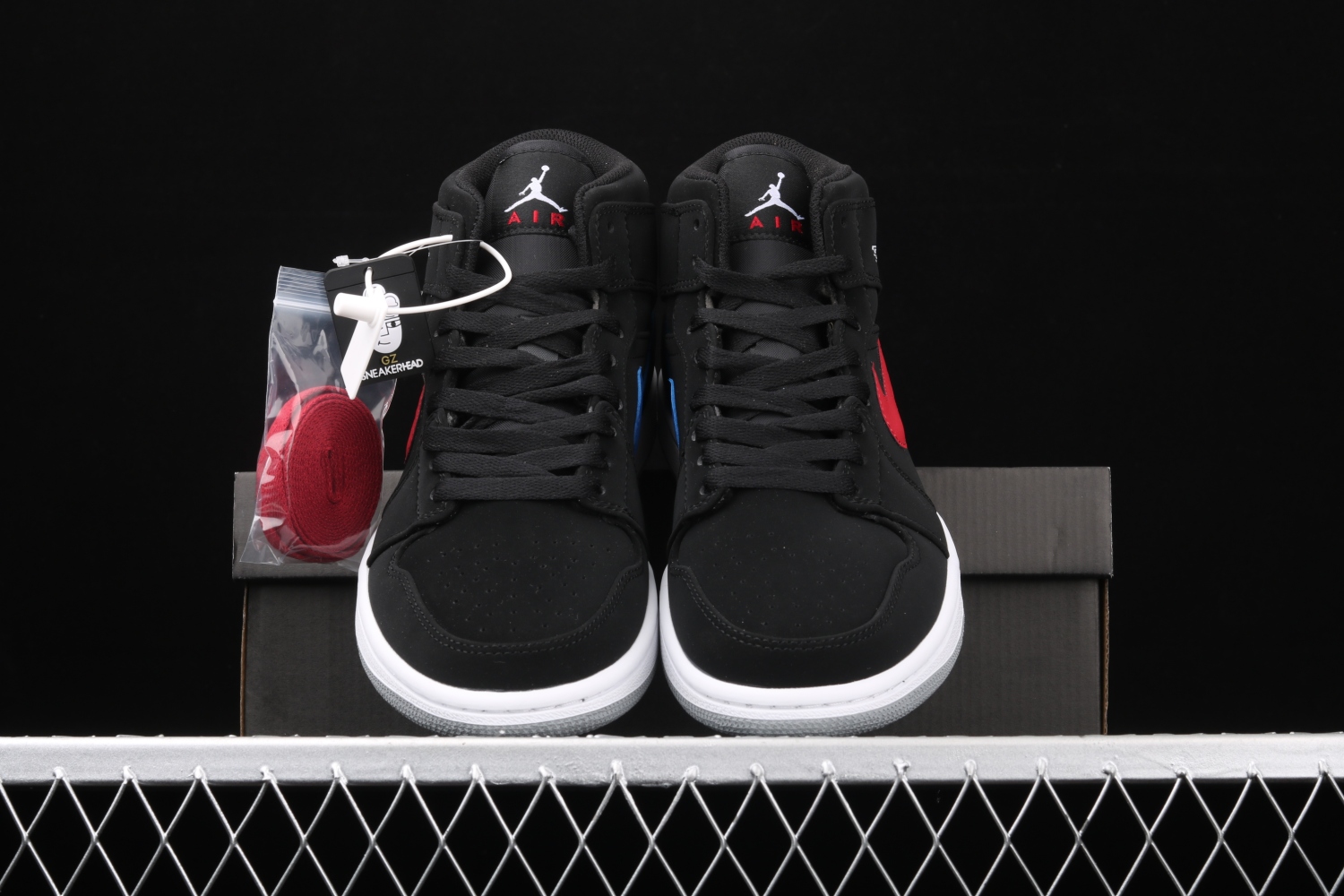 Jordan 1 Mid Multi-Color Swoosh Black (GS) 554725-065