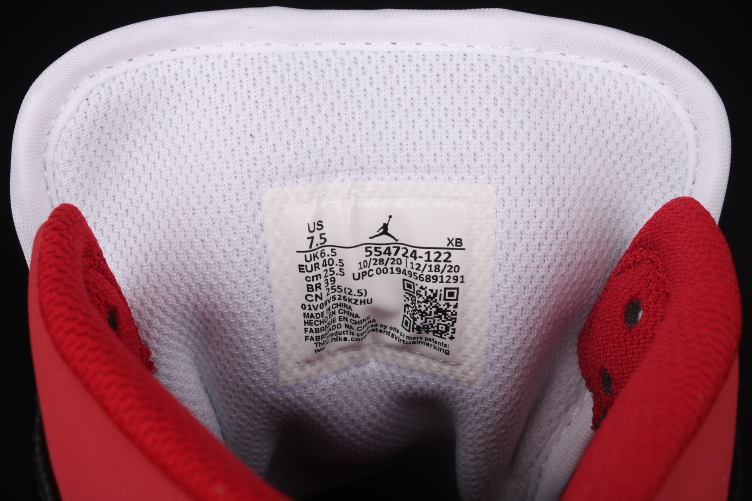 Jordan 1 Mid Gym Red Black White 554724-122