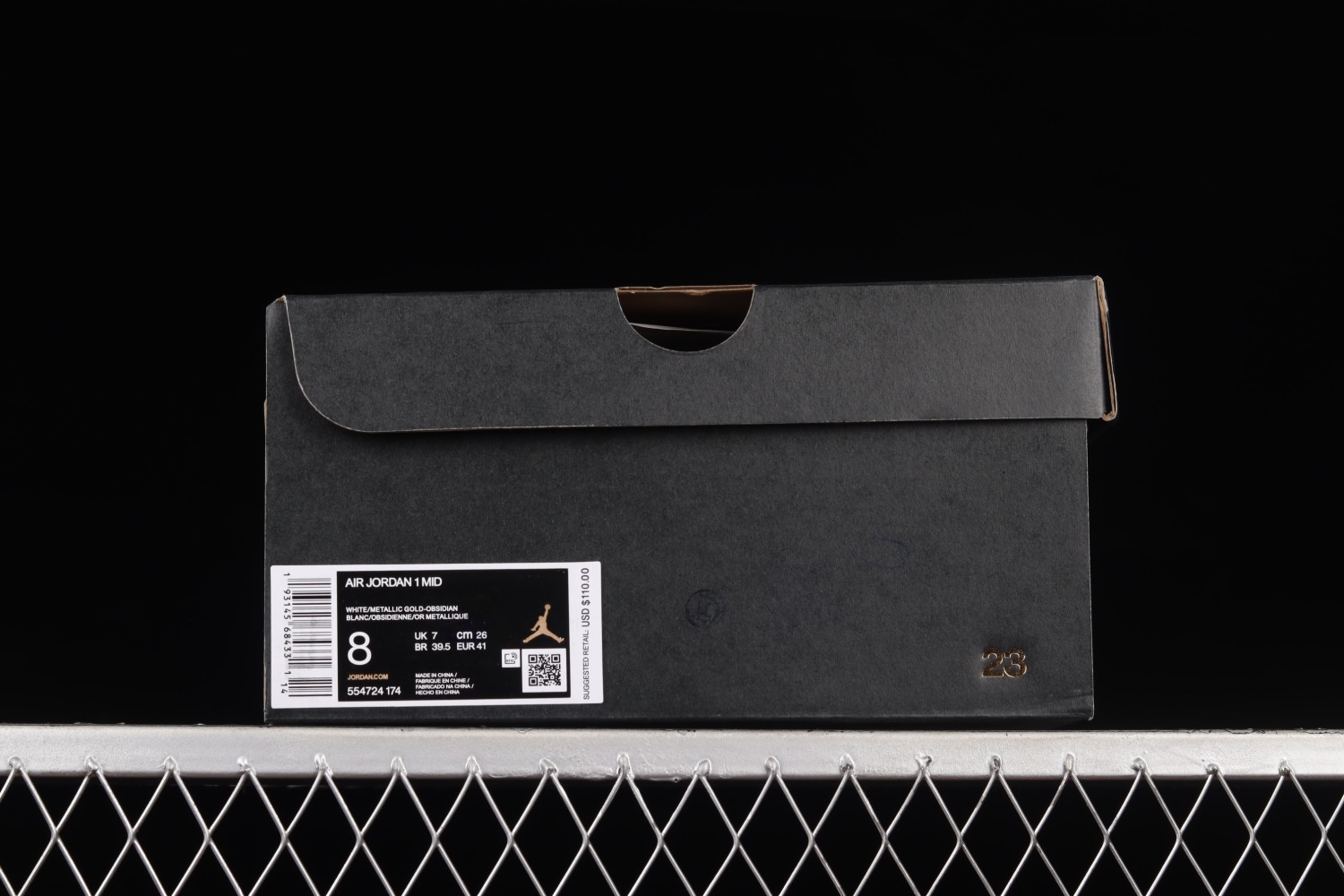 Jordan 1 Mid White Metallic Gold Obsidian 554724-174